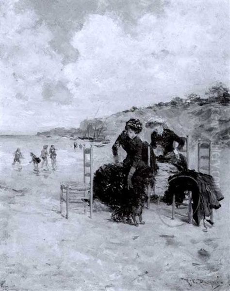 A Day At The Beach Oil Painting by Ricardo (Federico) Corchon y Diaque