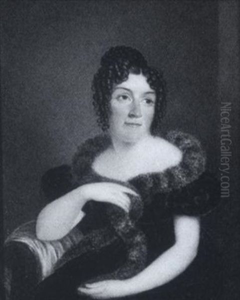 Elizabeth Goore Pollock Wearing Black Dress And Fur Stole, A Yellow Shawl Over The Arm Of The Chaise Longue Oil Painting by William the Elder Corden