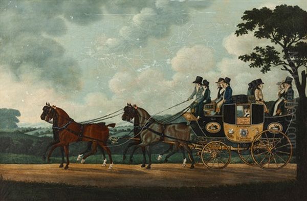 The Kettering To London Coach Oil Painting by John Cordrey