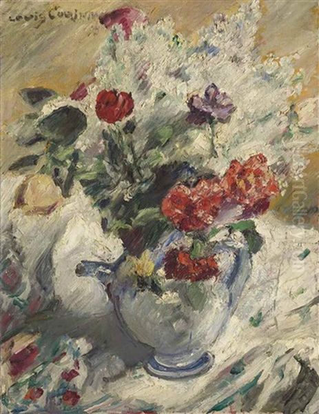 Flieder, Rosen Und Nelken Im Sevreskrug Oil Painting by Lovis (Franz Heinrich Louis) Corinth