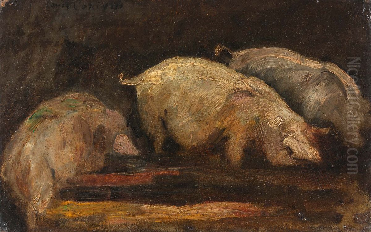 Fressende Schweine Oil Painting by Lovis (Franz Heinrich Louis) Corinth