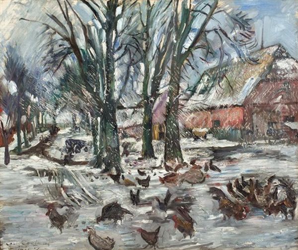 Gutshof Im Winter Oil Painting by Lovis (Franz Heinrich Louis) Corinth