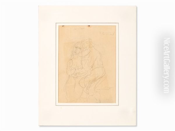 Couple Embracing, C. After Oil Painting by Lovis (Franz Heinrich Louis) Corinth