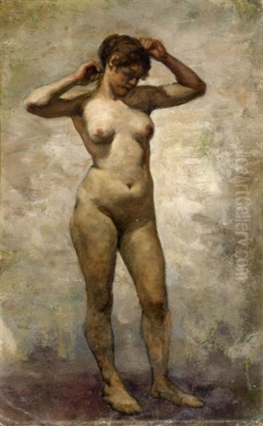 Weiblicher Akt Mit Erhobenen Armen Oil Painting by Lovis (Franz Heinrich Louis) Corinth