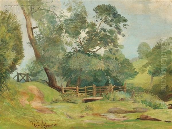 Verdant Landscape With Split Rail Fence Oil Painting by Lovis (Franz Heinrich Louis) Corinth