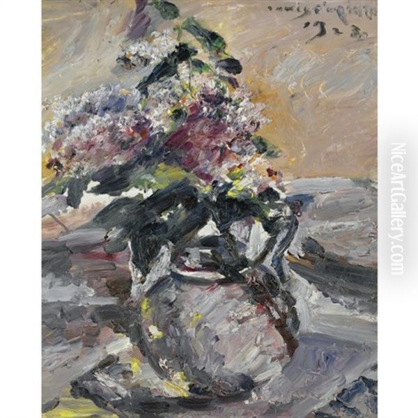 Flieder Im Glaskrug (lilacs In A Glass Jug) Oil Painting by Lovis (Franz Heinrich Louis) Corinth