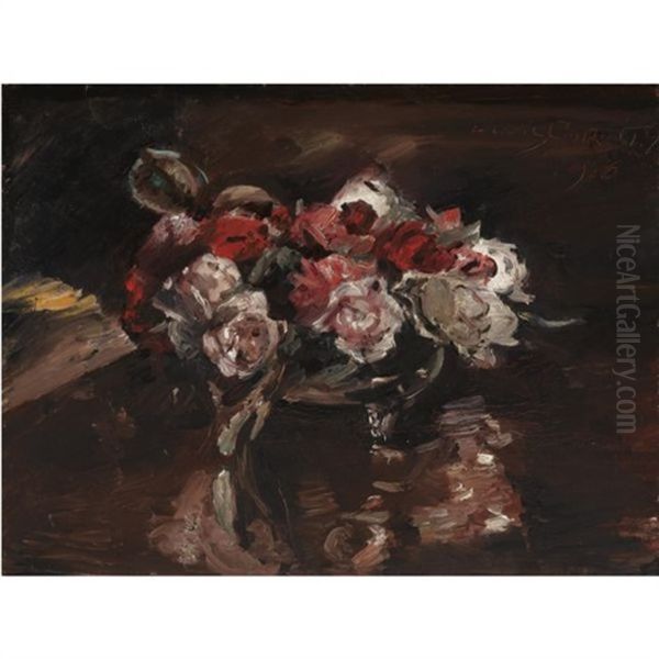 Rosenstillleben (still Life With Roses) Oil Painting by Lovis (Franz Heinrich Louis) Corinth