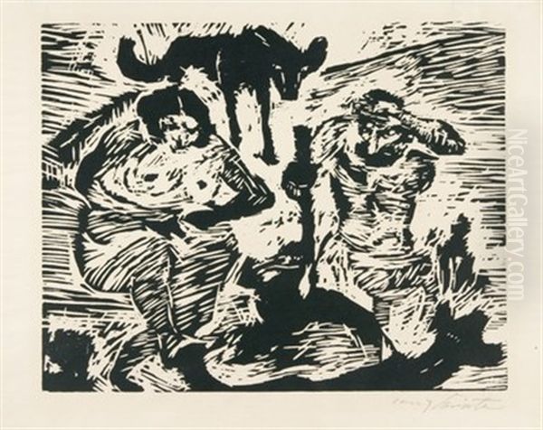 Im Schweisse Deines Angesichtes, Pl. 3 (from Biblische Szenen) Oil Painting by Lovis (Franz Heinrich Louis) Corinth