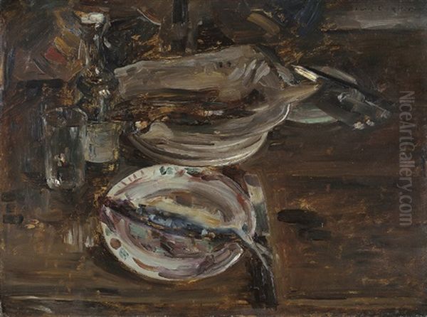 Katerfruhstuck Oil Painting by Lovis (Franz Heinrich Louis) Corinth