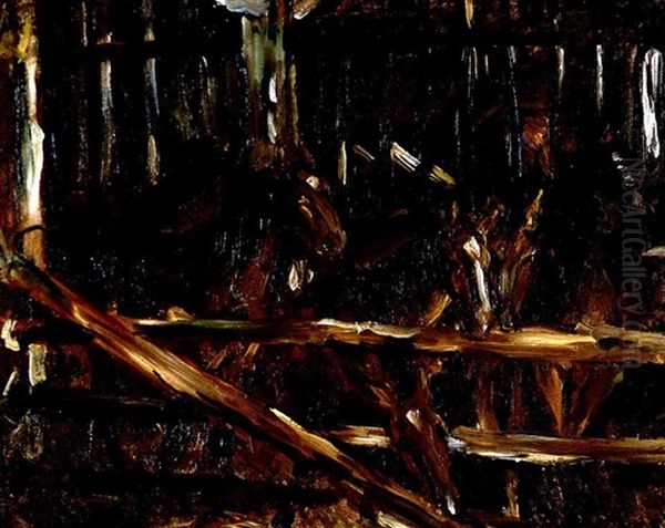 Fohlen Im Stall Oil Painting by Lovis (Franz Heinrich Louis) Corinth