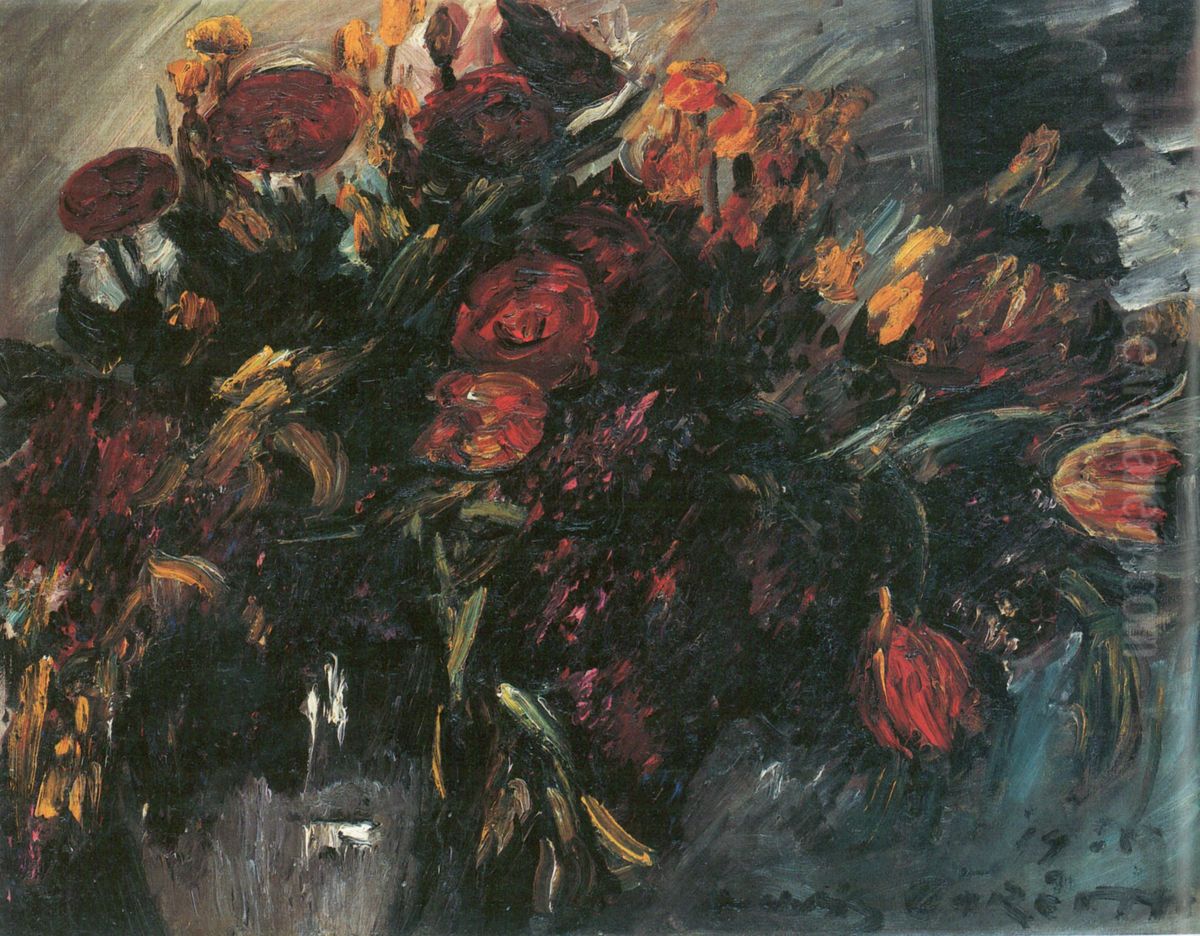 Rote Und Gelbe Tulpen Oil Painting by Lovis (Franz Heinrich Louis) Corinth