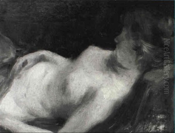 Liegende Junge Frau Halbakt Oil Painting by Lovis (Franz Heinrich Louis) Corinth