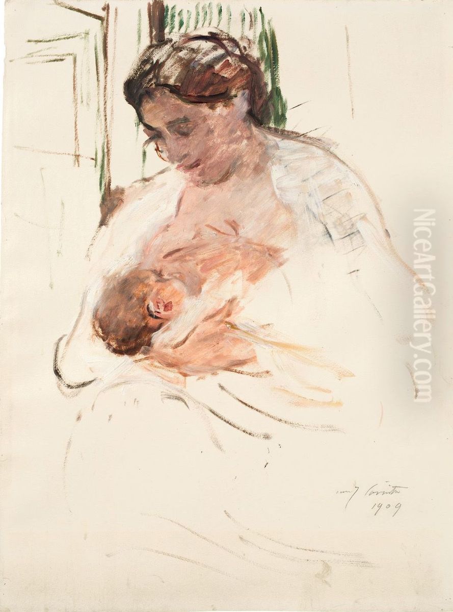 Charlotte Mit Wilhelmine Oil Painting by Lovis (Franz Heinrich Louis) Corinth