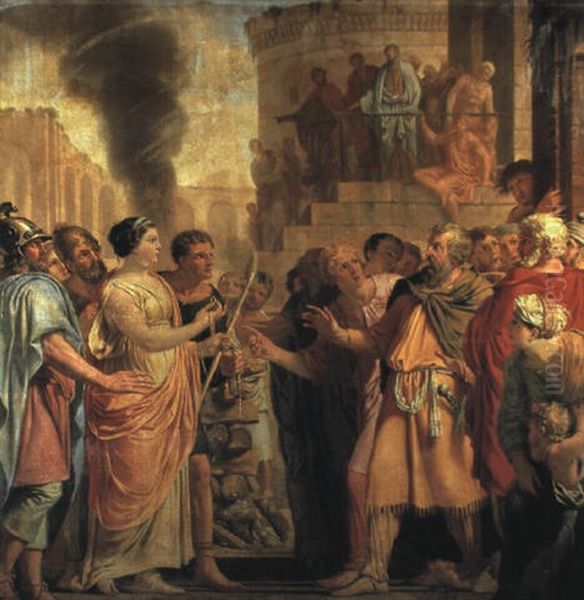 Juda Et Tamar Oil Painting by Michel Corneille