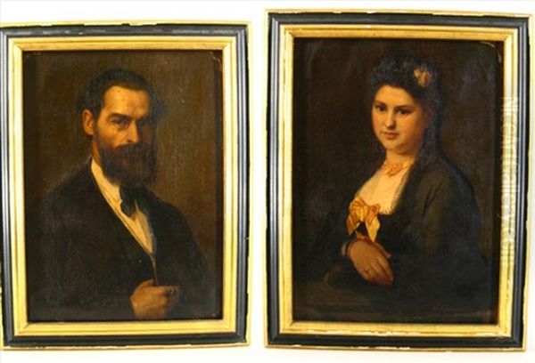 Ancestral Portrait (+another; Pair) Oil Painting by Georg Cornicelius