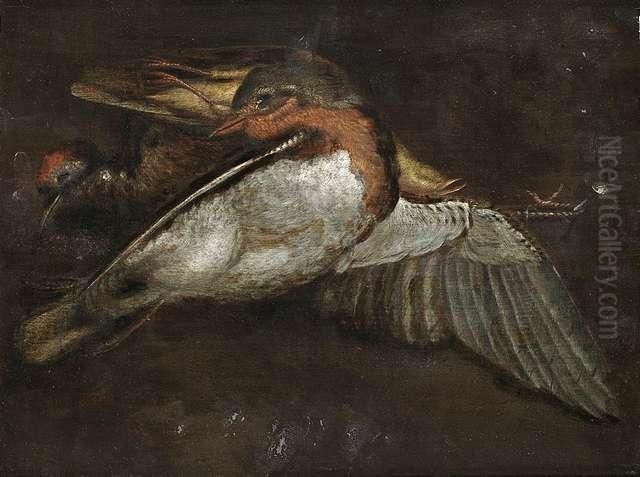 Still Lifes With Dead Wild Birds. Oil Painting by Johann-Adalbert Angermeyer
