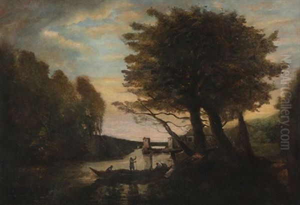 The Lady In Red Oil Painting by Jean-Baptiste-Camille Corot