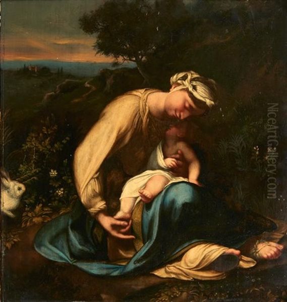 Le Repos Pendant La Fuite En Egypte, Dit Aussi <la Zingarella> Ou <la Vierge Au Lapin> Oil Painting by Antonio Allegri da Correggio