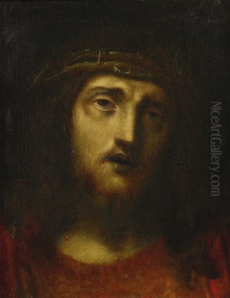 Christ With Crown Of Thorns Oil Painting by Antonio Allegri da Correggio