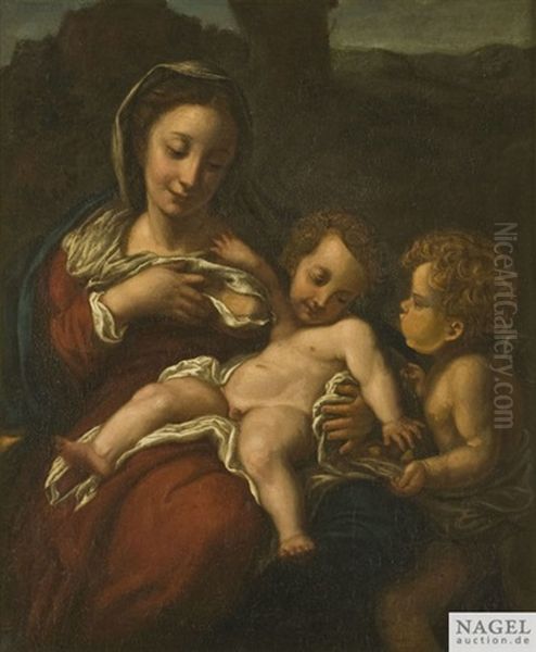 Madonna Del Latte Oil Painting by Antonio Allegri da Correggio