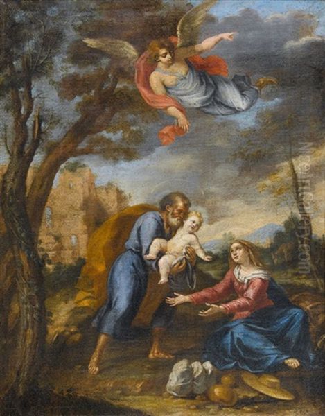 Rast Auf Der Flucht Nach Agypten Oil Painting by Antonio Allegri da Correggio