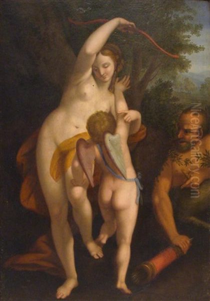 Venus Disarming Cupid Oil Painting by Antonio Allegri da Correggio