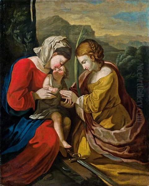 Mystische Vermahlung Der Heiligen Katharina Oil Painting by Antonio Allegri da Correggio