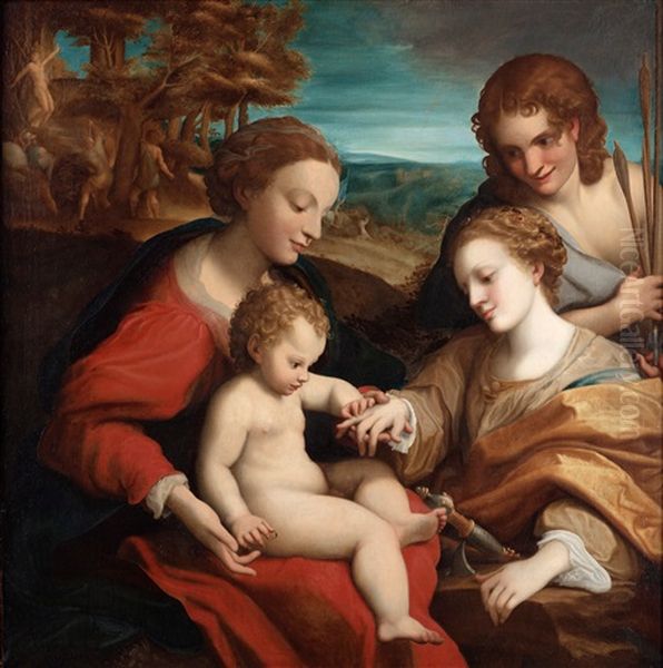 The Mystic Marriage Oil Painting by Antonio Allegri da Correggio