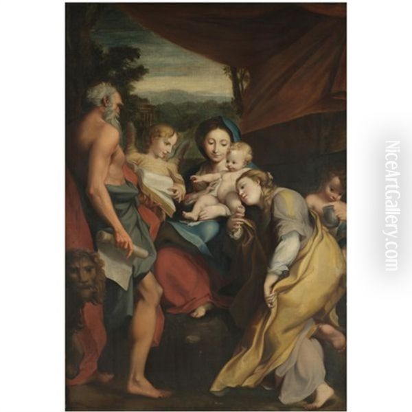 Madonna Of St. Jerome Oil Painting by Antonio Allegri da Correggio