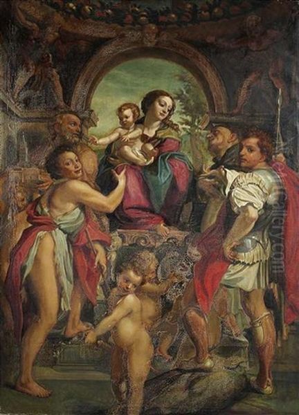 Die Madonna Des Heiligen Georg Oil Painting by Antonio Allegri da Correggio