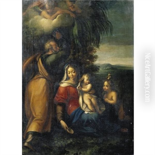 The Rest On The Flight Into Egypt Oil Painting by Antonio Allegri da Correggio