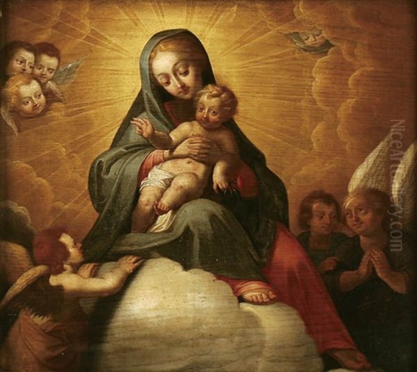 Virgin With Infant And Putti Oil Painting by Antonio Allegri da Correggio