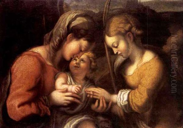 Le Mariage Mystique De Sainte Catherine Oil Painting by Antonio Allegri da Correggio