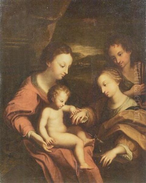 Sposalizio Mistico Di Santa Caterina Oil Painting by Antonio Allegri da Correggio
