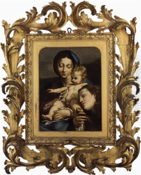 The Madonna And Child With Saints Jerome, Mary Magdalene And Angels Oil Painting by Antonio Allegri da Correggio