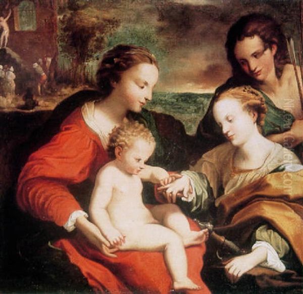 The Mystic Marriage Of St. Catherine Oil Painting by Antonio Allegri da Correggio