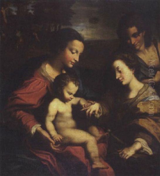 The Mystic Marriage Of St. Catherine Oil Painting by Antonio Allegri da Correggio