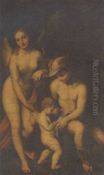 Mercury Instructing Cupid Before Venus Oil Painting by Antonio Allegri da Correggio