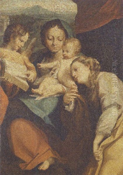 The Mystic Marriage Of Saint Catherine Oil Painting by Antonio Allegri da Correggio