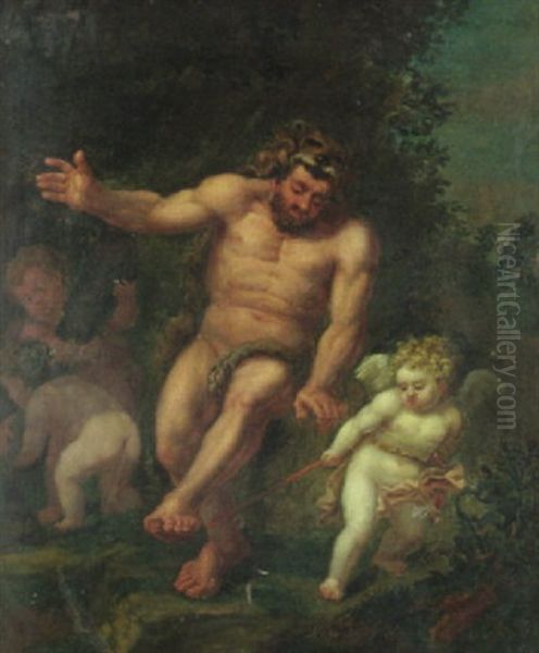 Hercules And Cupid Oil Painting by Antonio Allegri da Correggio