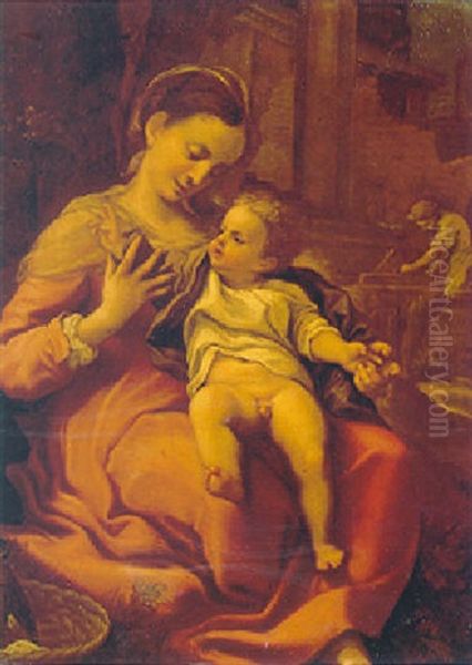 The Madonna Della Cesta Oil Painting by Antonio Allegri da Correggio