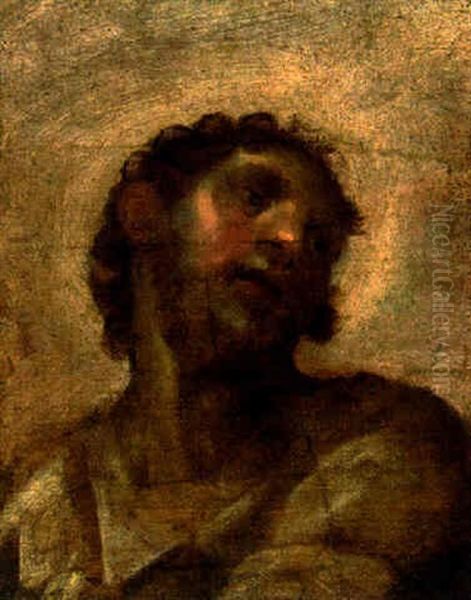 A Man, Head And Shoulders Oil Painting by Antonio Allegri da Correggio