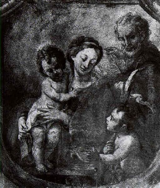 Holy Family With The Infant John The Baptist Oil Painting by Antonio Allegri da Correggio