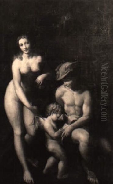 Educazione Di Amore Oil Painting by Antonio Allegri da Correggio
