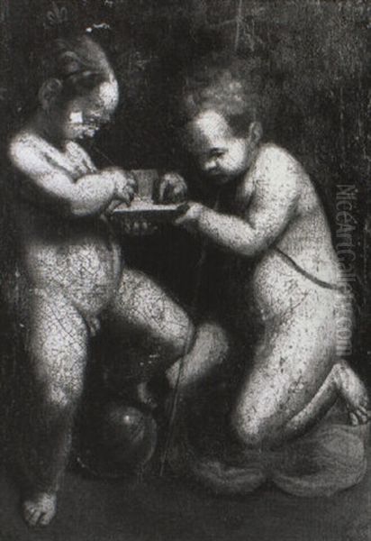 Christ And The Infant St. John Oil Painting by Antonio Allegri da Correggio