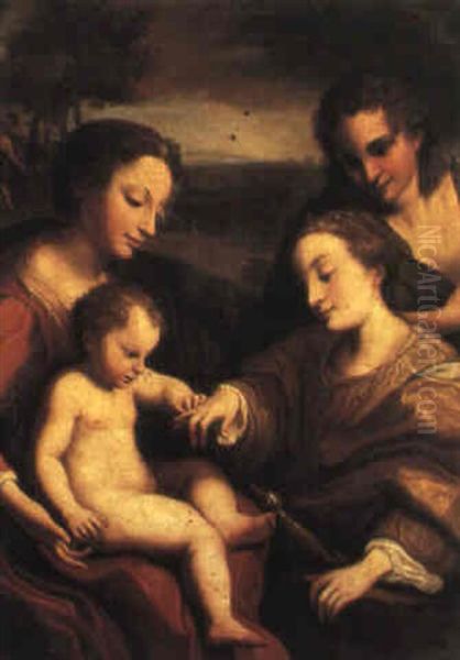 The Mystic Marriage Of St. Catherine Oil Painting by Antonio Allegri da Correggio