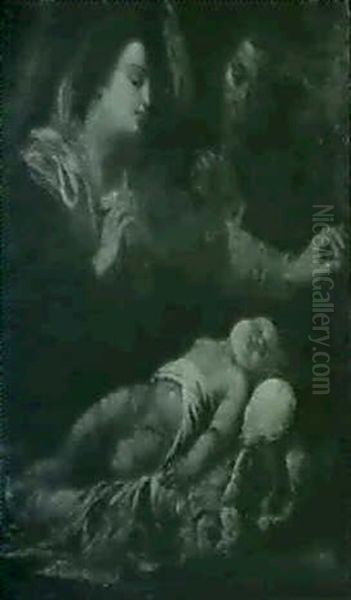 Madonna And Child With Angel Oil Painting by Antonio Allegri da Correggio