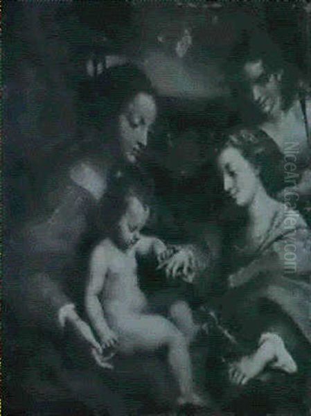 The Mystic Marriage Of Saint Catherine With Saint John The  Baptist Oil Painting by Antonio Allegri da Correggio