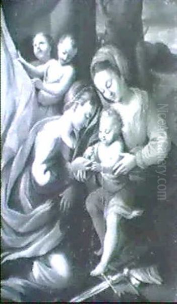 Die Mysthische Verlobung Der Hi Oil Painting by Antonio Allegri da Correggio
