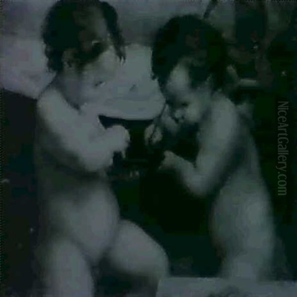 Putti Testing Their Arrows                                  (after The Picture In The Borghese Gallery, Rome) Oil Painting by Antonio Allegri da Correggio